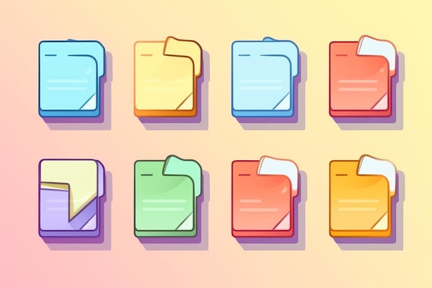 Kolorowy notatnik z listą kartek w różnych kolorach.