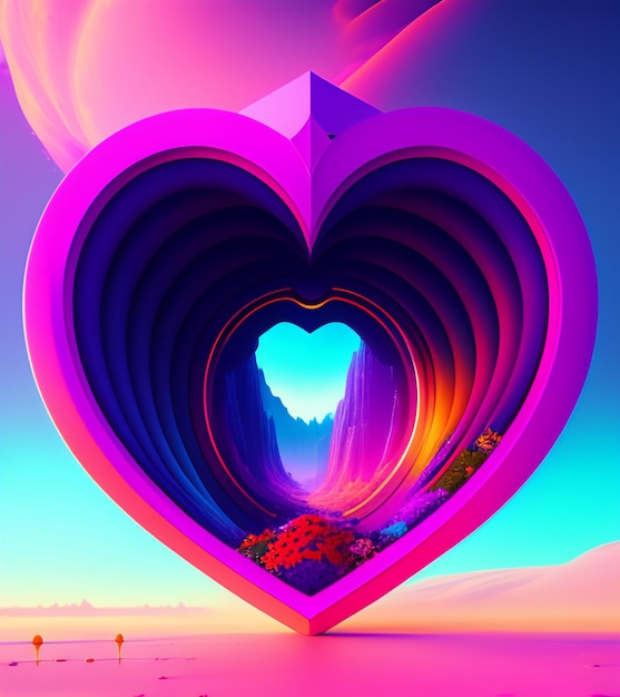 Kolorowy obiekt w kształcie serca AI Generative Illustration