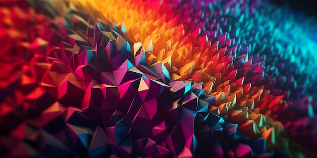Kolorowy obraz 3D trójkąta wykonany przez generatywną ai