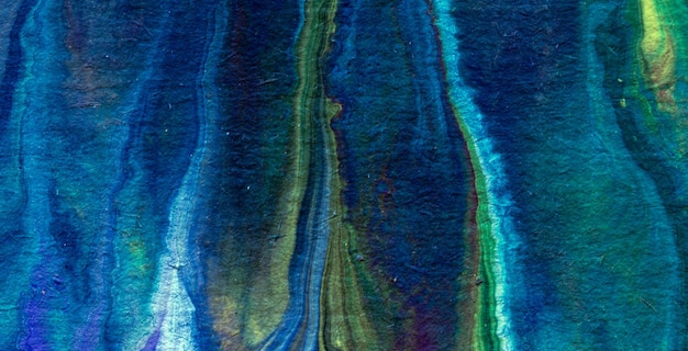 Kolorowy obraz abstrakcyjny z niebieskim tłem i zielonym tłem.