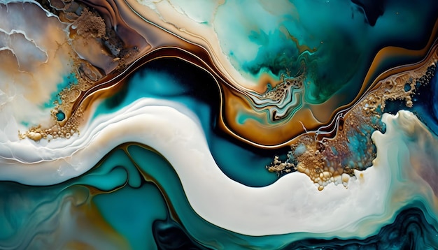 Kolorowy obraz abstrakcyjny z niebieskim tłem
