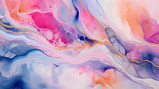 Kolorowy obraz abstrakcyjny z różowym i niebieskim tłem