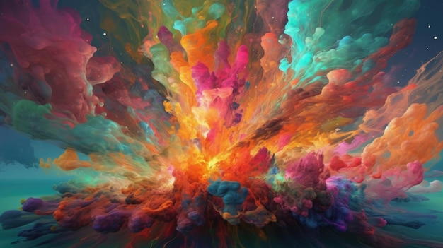 Kolorowy obraz eksplozji cieczy
