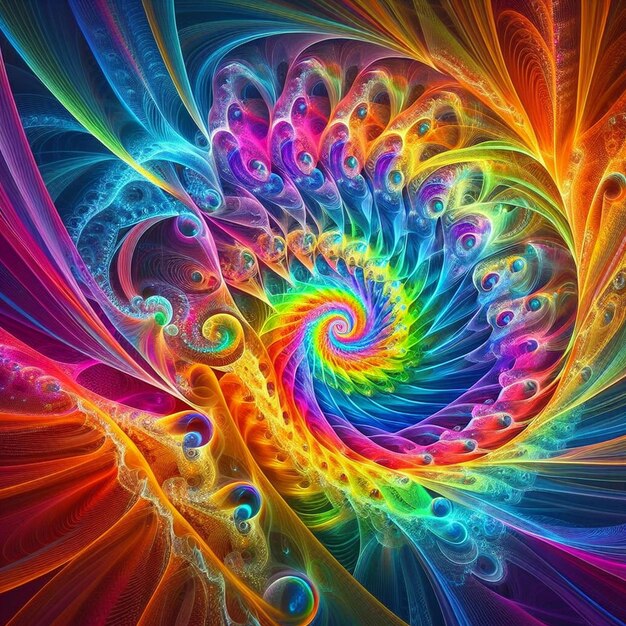 Zdjęcie kolorowy obraz kolorowej spiralnej tęczy