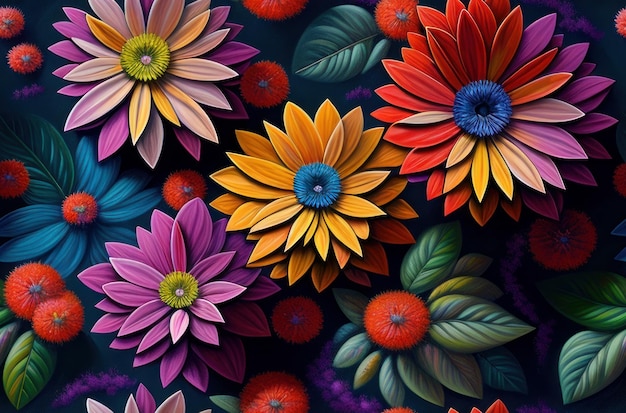 Kolorowy obraz kwiatów z napisem "na nim"