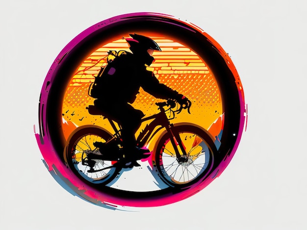 Zdjęcie kolorowy obraz osoby jeżdżącej na rowerze.
