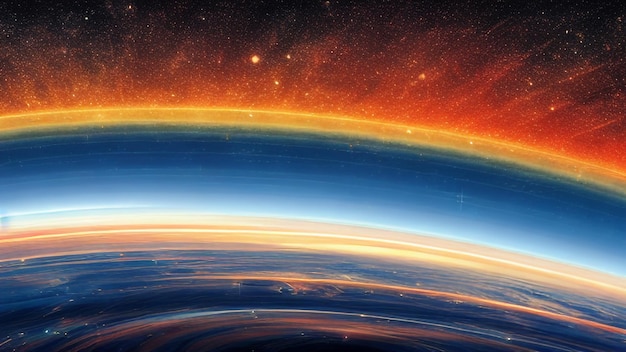Zdjęcie kolorowy obraz planety ziemia ze słońcem świecącym przez chmury.