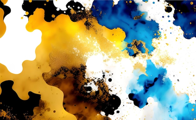 Kolorowy obraz z niebieskim i żółtym tłem
