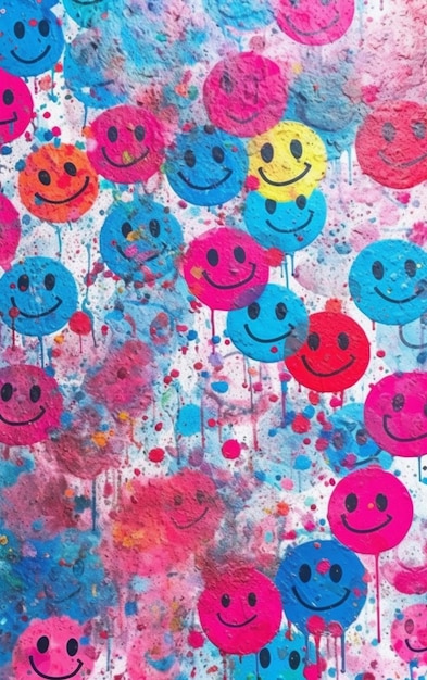 Zdjęcie kolorowy obraz z uśmiechniętą buzią
