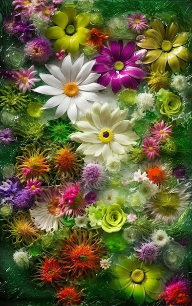 Kolorowy obrazek kwiatów z napisem "na nim"