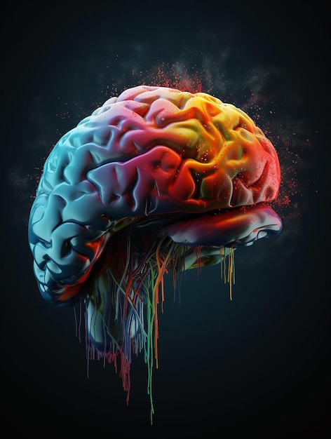 Kolorowy obrazek przedstawiający mózg ze słowem mózg
