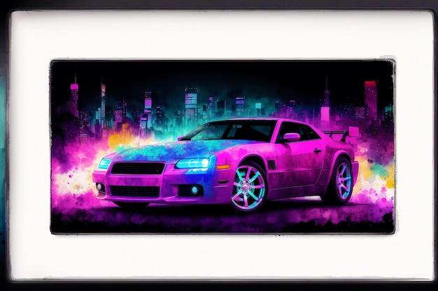 Kolorowy obrazek przedstawiający samochód z napisem camaro