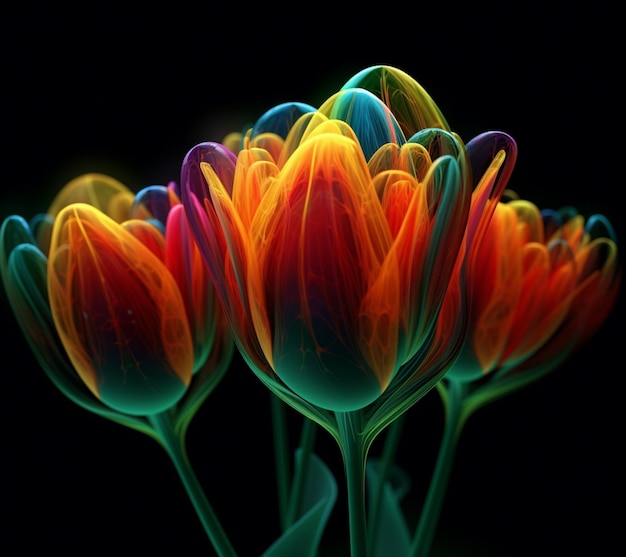Kolorowy obrazek przedstawiający tulipany ze słowem tulipany