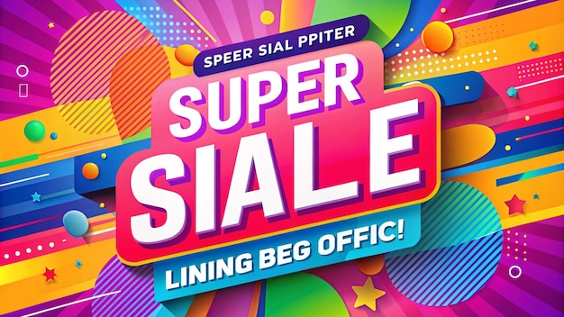 Kolorowy ogłoszenie na super sprzedaż z kolorowym tłem