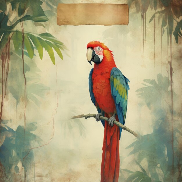 kolorowy papuga siedzący na gałęzi