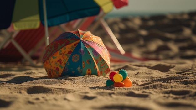 Kolorowy parasol i plażowy parasol na plaży