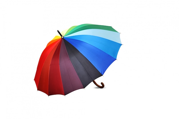 Kolorowy parasol na białym tle