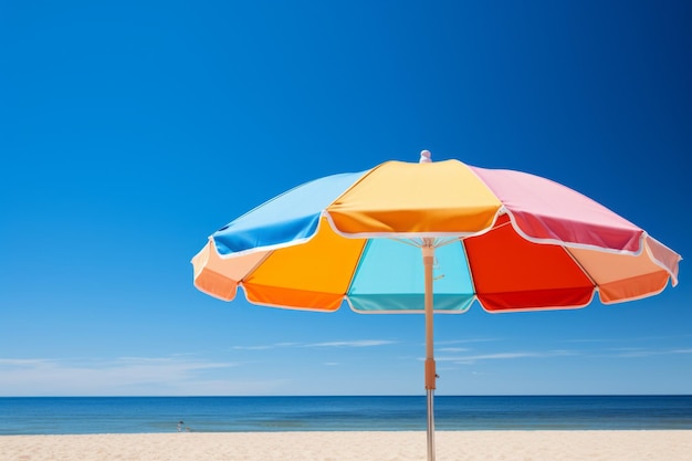 Kolorowy parasol plażowy na tle czystego nieba Generacyjna sztuczna inteligencja