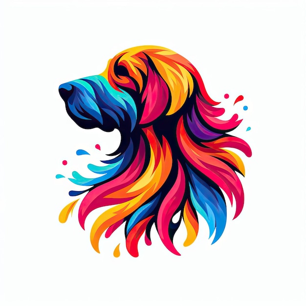 Zdjęcie kolorowy pies z kolorowymi włosami jest na kolorowym zdjęciu