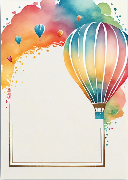 Zdjęcie kolorowy plakat z balonem na ogrzane powietrze pośrodku.