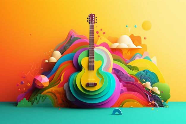 Kolorowy plakat z gitarą