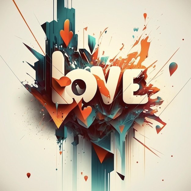 Kolorowy plakat ze słowem miłość