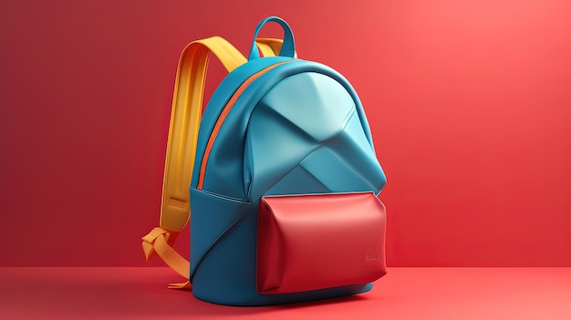 Kolorowy plecak z czerwoną torbą