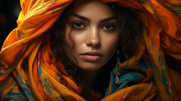 Kolorowy portret kobiety z czarnym tłem