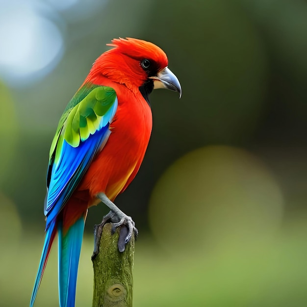 Kolorowy ptak siedzący na gałęzi