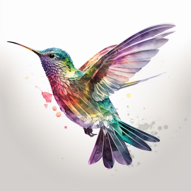Kolorowy ptak z długim dziobem jest pomalowany różnymi kolorami.
