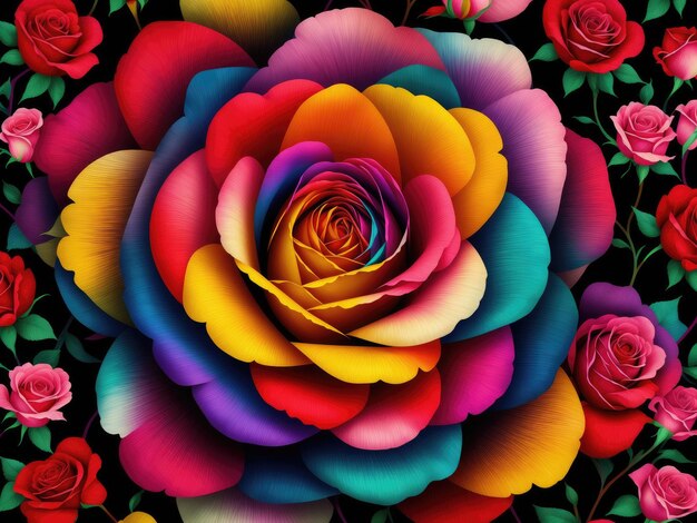 kolorowy różany kwiatowy wzór