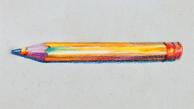 Zdjęcie kolorowy rysunek ołówkiem na białym tle