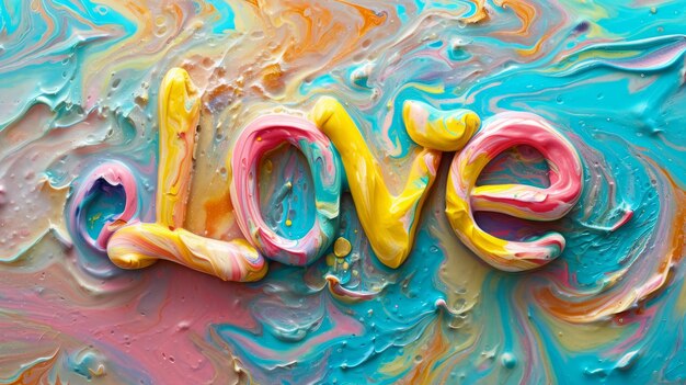 Kolorowy Slime Love koncepcyjny kreatywny poziomy plakat artystyczny