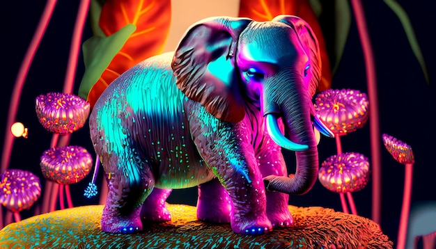 Zdjęcie kolorowy słoń, uroczy słoń.