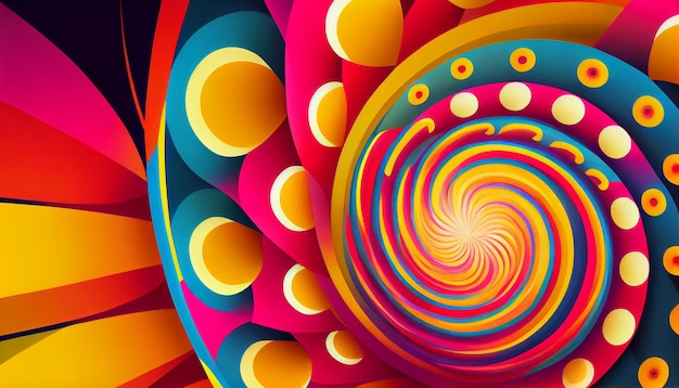 Kolorowy spiralny wzór z czarnym tłem
