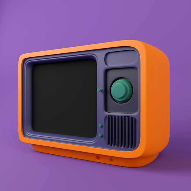 Kolorowy stary telewizor 3D render Minimalistyczna ilustracja nowoczesny design izolowany obiekt