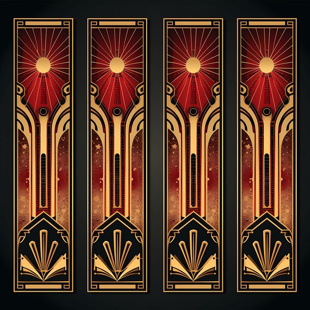 Zdjęcie kolorowy styl art deco cinema marquee panel design z eleganckimi literami ilustracja