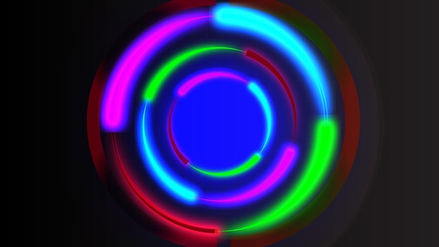Kolorowy świecący okrąg ilustracja na czarnym tle