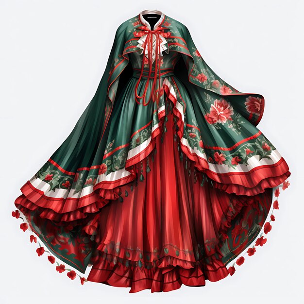 Zdjęcie kolorowy sycylijski kostium ludowy rodzaj sukienki materiał bawełna kolor conce tradycyjne ubrania moda