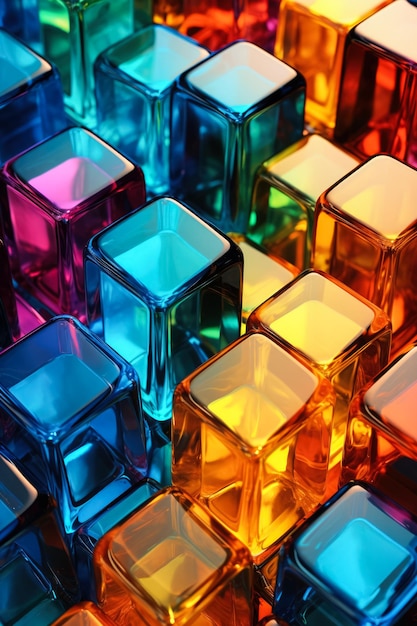 Kolorowy szklany obiekt 3D jako abstrakcyjne tło tapety