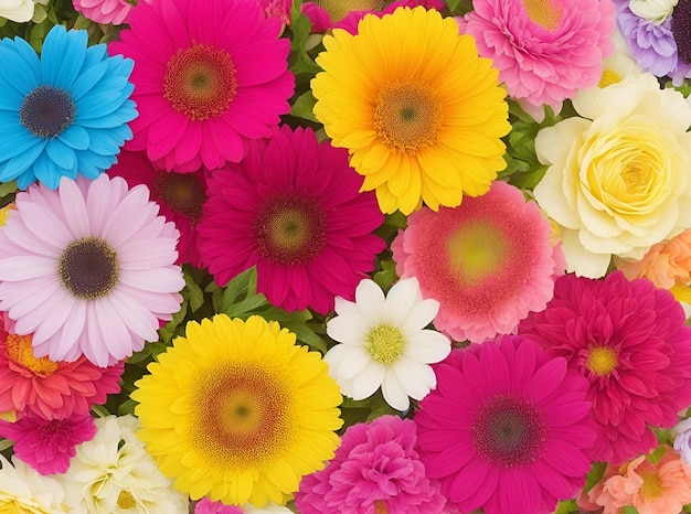 Kolorowy tło z różnymi kwiatami