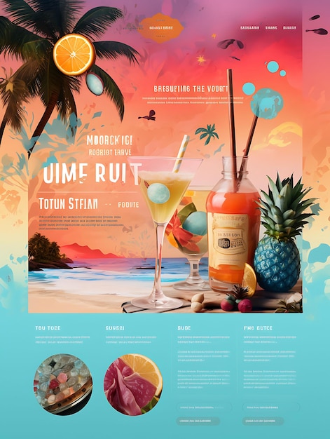 Kolorowy Tropical Rum Punch z kolorową i tropikalną paletą Beac kreatywne koncepcje pomysłów projektowania