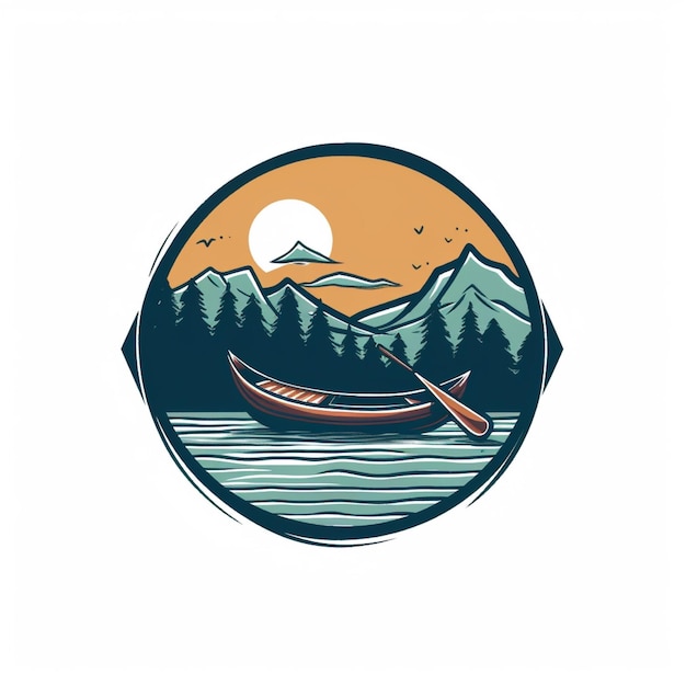 kolorowy wektor logo łodzi płaskiej