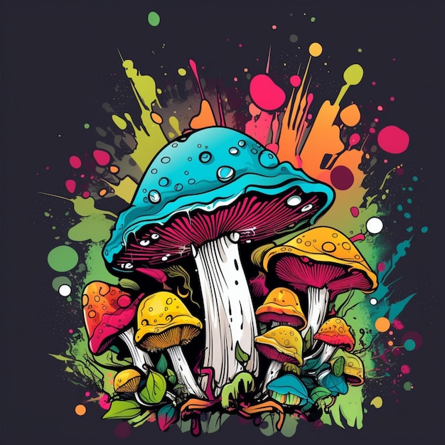 kolorowy wektor styl graffiti grzybów