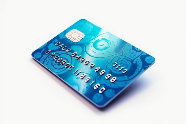Kolorowy widok z przodu pojedynczej karty kredytowej na białym tle