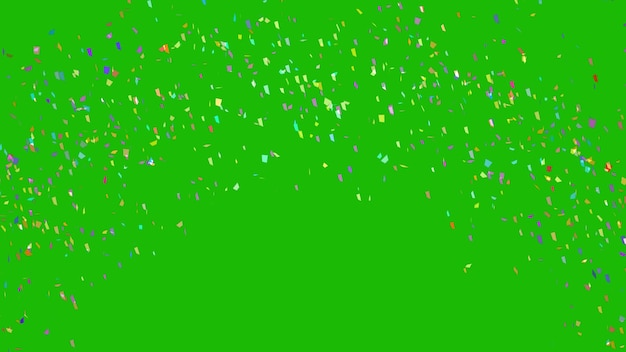 Kolorowy wybuch konfetti na zielonym tle renderowania 3d
