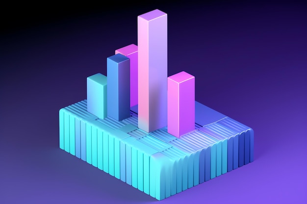 Zdjęcie kolorowy wykres słupkowy z fioletowym tłem.