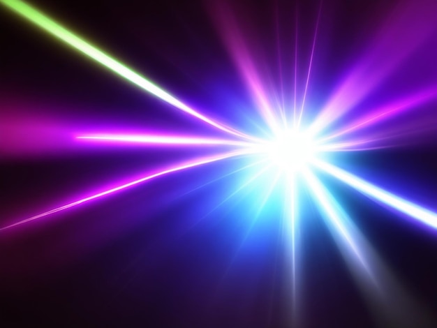 Kolorowy wzór światła flary obiektywu na czarnym tle efekt flary światła