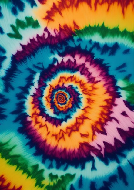 Kolorowy wzór tie-dye ze spiralą na środku.