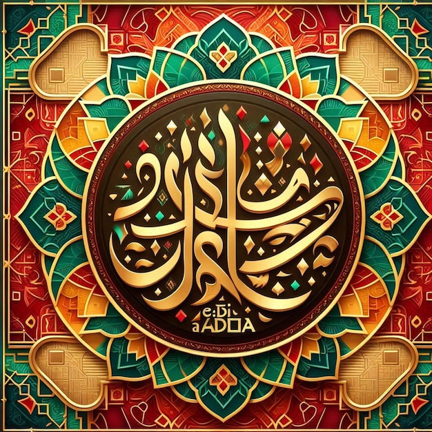 Zdjęcie kolorowy wzór z arabską kaligrafią
